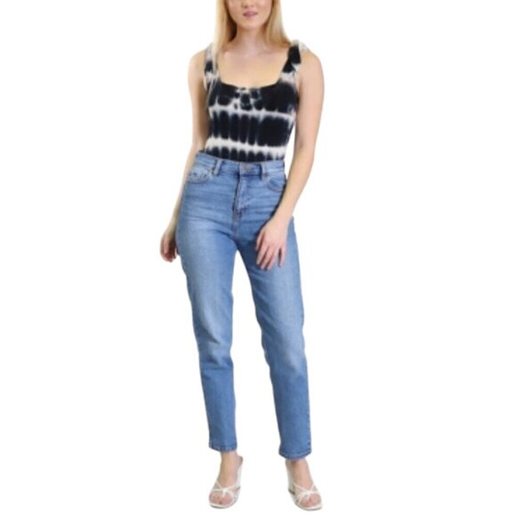 Kit + Sky Tops - KIT + SKY Tie-Dyed Bodysuit in Black/White - Size XL